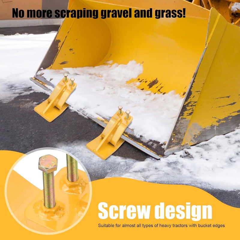 Superunner Tractor Bucket Protector(Upgraded Version), 2 Pcs Ski Edge Protector, Turf Tamer Skid Protector with Grade8.8 Double Lock Nuts and Bolts, Heavy Duty Steel for Snow Removal Spreading Gravel,Yellow - Image 2